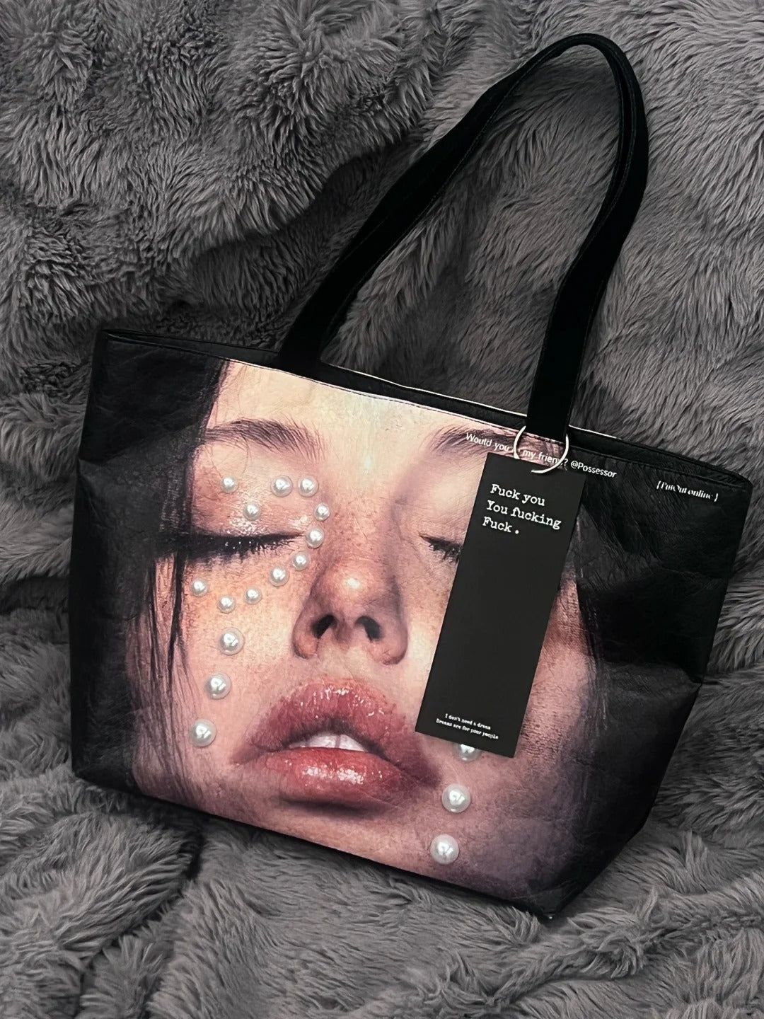 PUTOUT Y2K Pearl Tear Tyvek Tote Bag