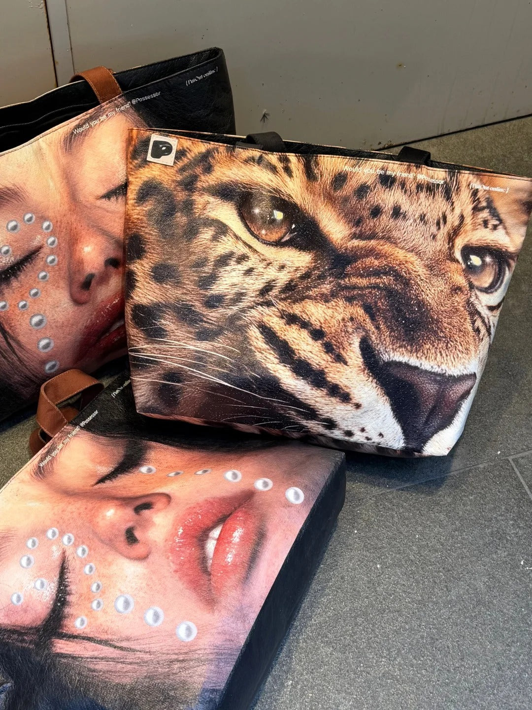 PutOut Original "Grumpy Leopard" Lightweight Unisex DuPont Paper Large Capacity Tote Bag