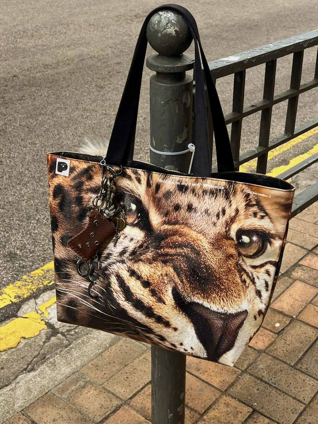 PutOut Original "Grumpy Leopard" Lightweight Unisex DuPont Paper Large Capacity Tote Bag