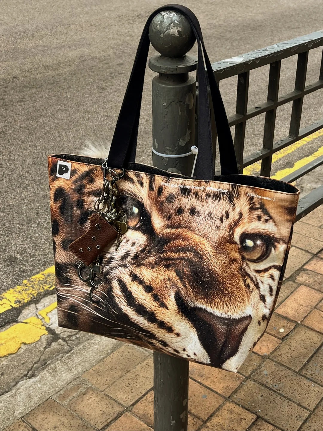 PutOut Original "Grumpy Leopard" Lightweight Unisex DuPont Paper Large Capacity Tote Bag